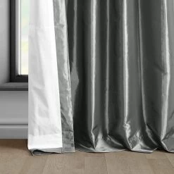 Metal Solid Faux Silk Taffeta Room Darkening Curtain Pair (2 Panels) 12 Metal Solid Faux Silk Taffeta Room Darkening Curtain Pair (2 Panels) -Chic Curtains Shop PTCH SP112 lining view