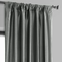 Metal Solid Faux Silk Taffeta Room Darkening Curtain Pair (2 Panels) 11 Metal Solid Faux Silk Taffeta Room Darkening Curtain Pair (2 Panels) -Chic Curtains Shop PTCH SP112 pole pocket header