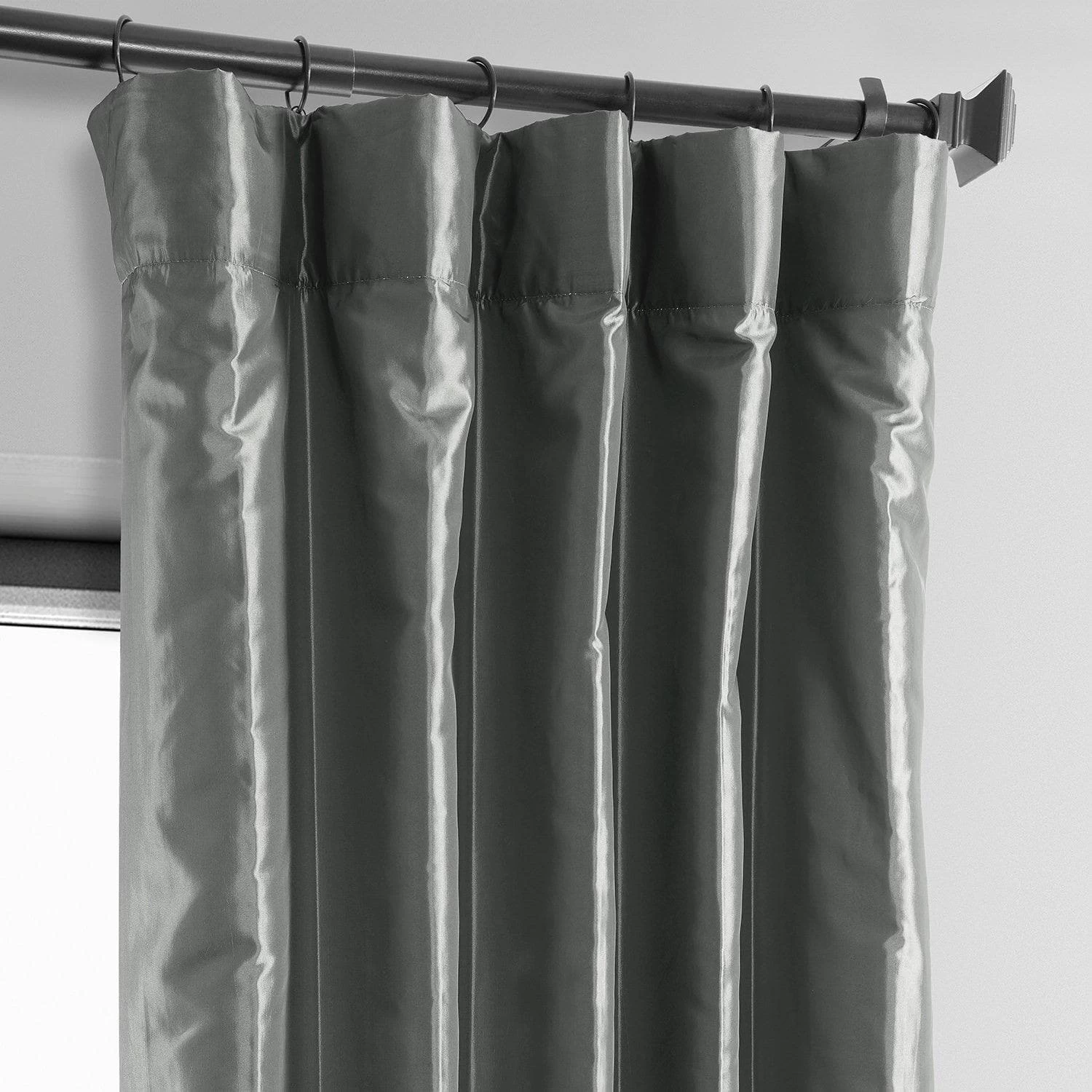 Metal Solid Faux Silk Taffeta Room Darkening Curtain Pair (2 Panels) 4 Metal Solid Faux Silk Taffeta Room Darkening Curtain Pair (2 Panels) - Image 2