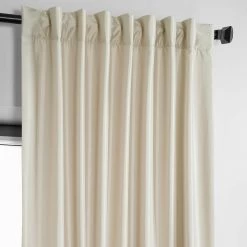 Light Beige Solid Faux Silk Taffeta Room Darkening Curtain Pair (2 Panels) -Chic Curtains Shop PTCH SP130907 back tab header