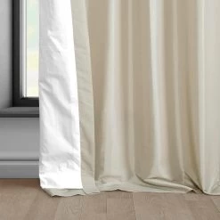 Light Beige Solid Faux Silk Taffeta Room Darkening Curtain Pair (2 Panels) -Chic Curtains Shop PTCH SP130907 lining view