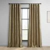 Green Gold Solid Faux Silk Taffeta Room Darkening Curtain Pair (2 Panels) -Chic Curtains Shop PTCH SP206 front view