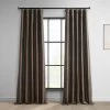 Dark Copper Brown Solid Faux Silk Taffeta Room Darkening Curtain Pair (2 Panels) 1 Dark Copper Brown Solid Faux Silk Taffeta Room Darkening Curtain Pair (2 Panels) -Chic Curtains Shop PTCH SP27 front view