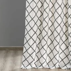 Pavillion Cream & Grey Designer Flocked Curtain -Chic Curtains Shop PTFFLK C22B 5191 4