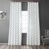 Pavillion White & Green Designer Flocked Curtain -Chic Curtains Shop PTFFLK C22C 40308 1