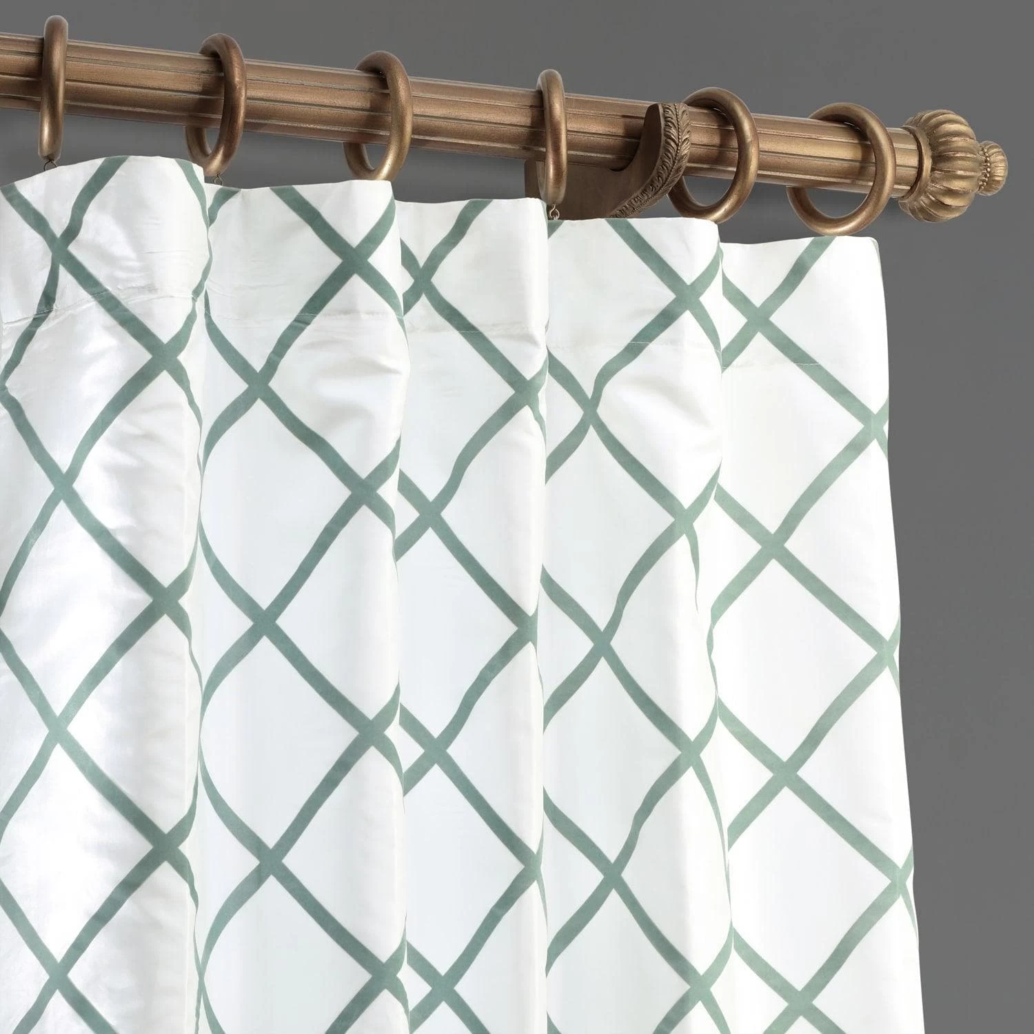 Pavillion White & Green Designer Flocked Curtain 4 Pavillion White & Green Designer Flocked Curtain - Image 2