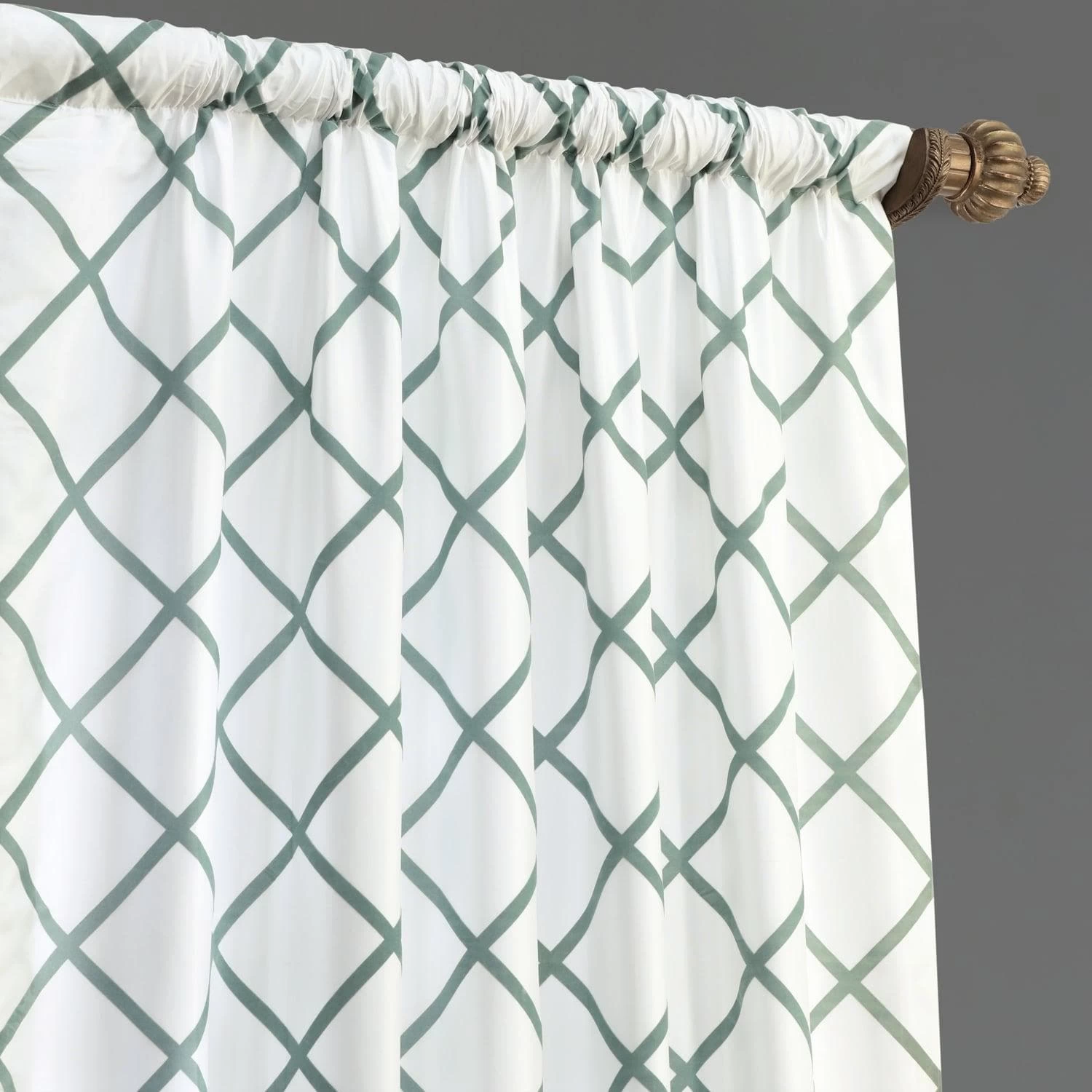 Pavillion White & Green Designer Flocked Curtain 5 Pavillion White & Green Designer Flocked Curtain - Image 3