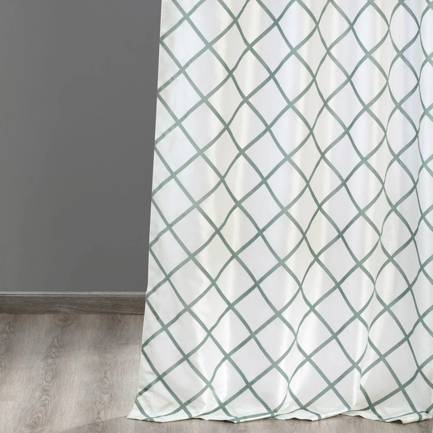 Pavillion White & Green Designer Flocked Curtain 7 Pavillion White & Green Designer Flocked Curtain - Image 5