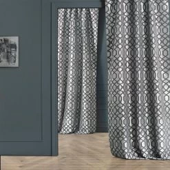 Filigree Grey & Pewter Designer Flocked Curtain 13 Filigree Grey & Pewter Designer Flocked Curtain -Chic Curtains Shop PTFFLK C23F 40716