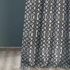 Filigree Grey & Pewter Designer Flocked Curtain 12 Filigree Grey & Pewter Designer Flocked Curtain -Chic Curtains Shop PTFFLK C23F 40716 4