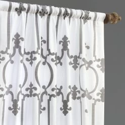 Royal Gate Off White & Silver Designer Flocked Curtain -Chic Curtains Shop PTFFLK C32E 40713 3