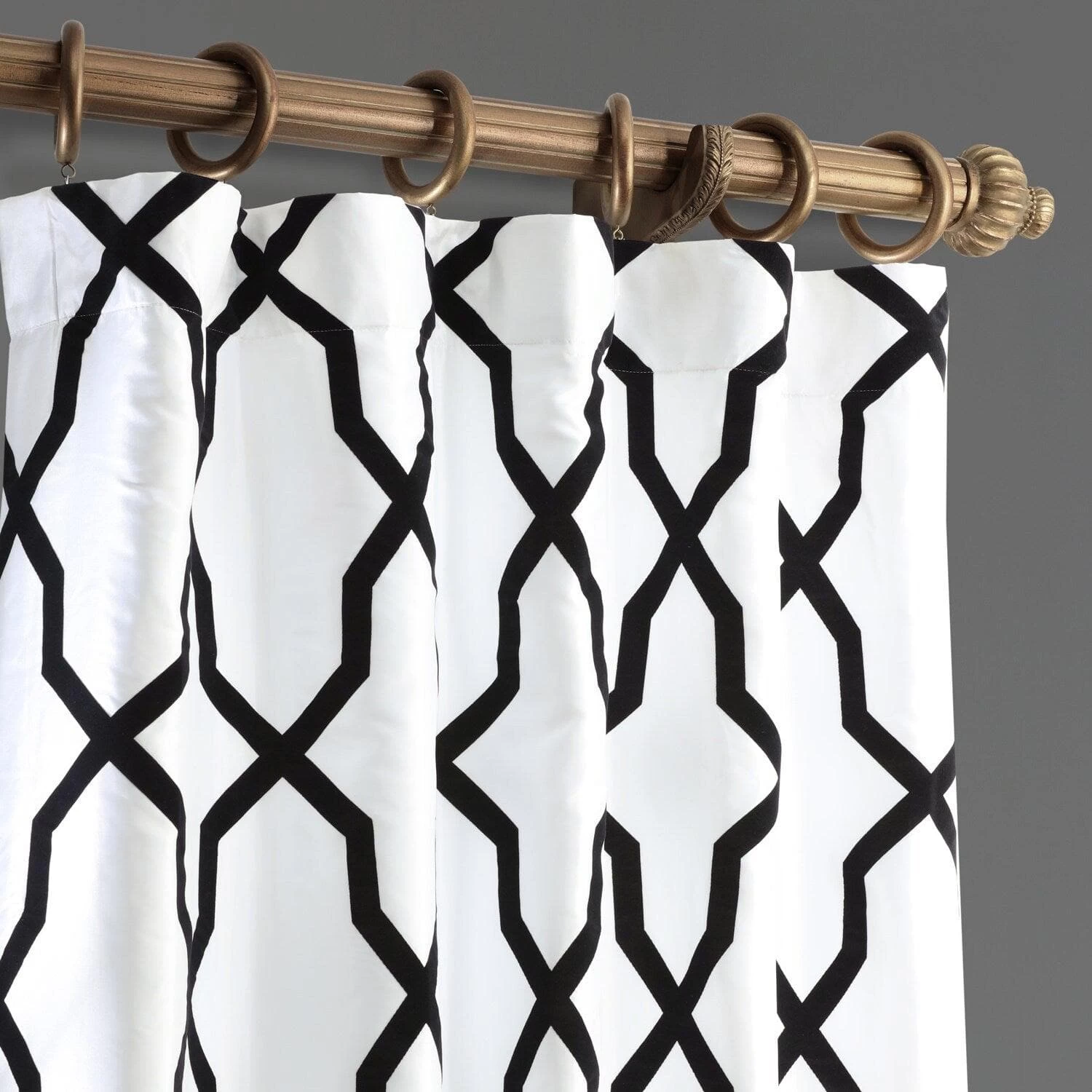 Pinnacle White & Black Designer Flocked Curtain 4 Pinnacle White & Black Designer Flocked Curtain - Image 2