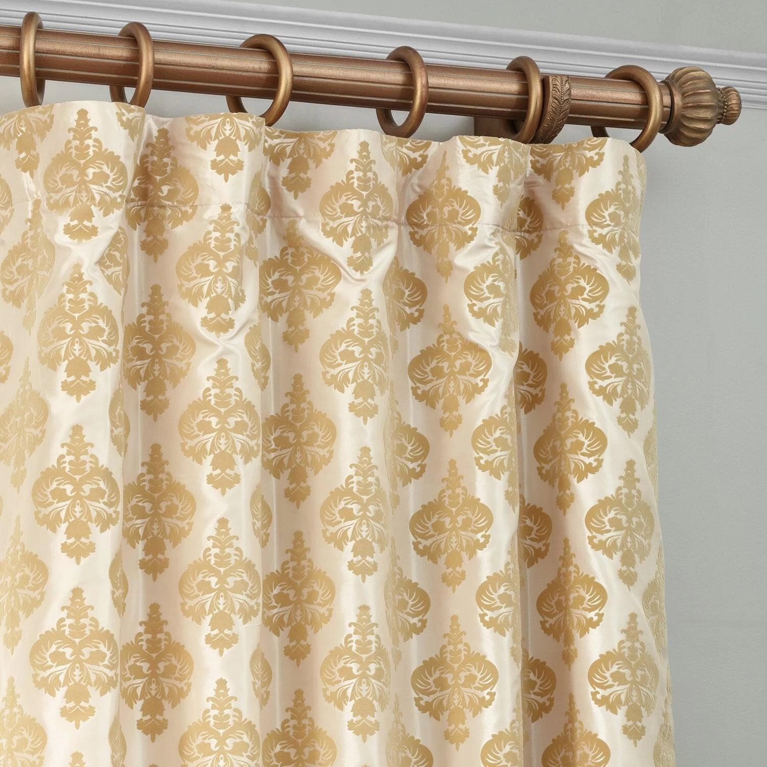 Beatrice Champagne Beige Designer Flocked Curtain 4 Beatrice Champagne Beige Designer Flocked Curtain - Image 2