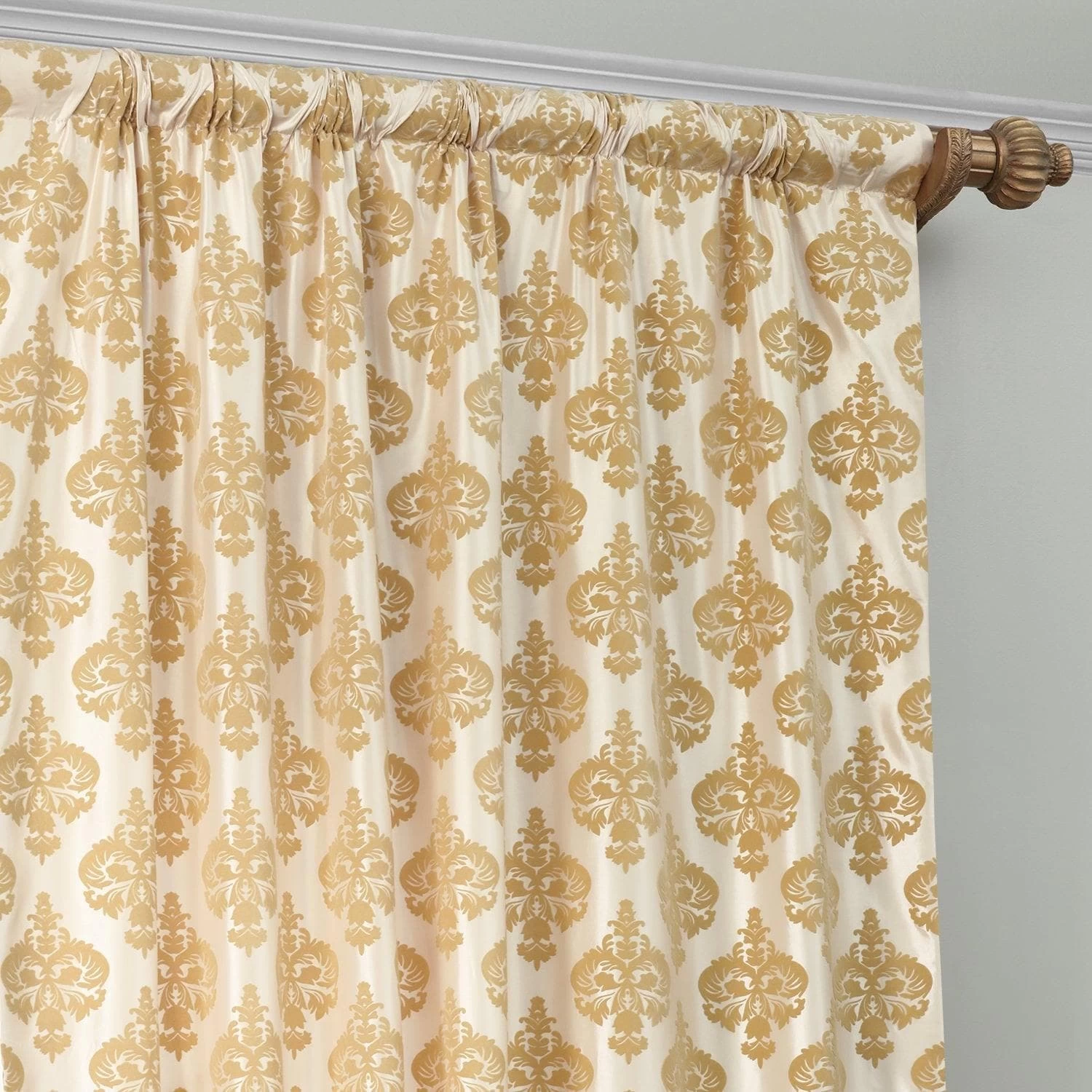 Beatrice Champagne Beige Designer Flocked Curtain 5 Beatrice Champagne Beige Designer Flocked Curtain - Image 3