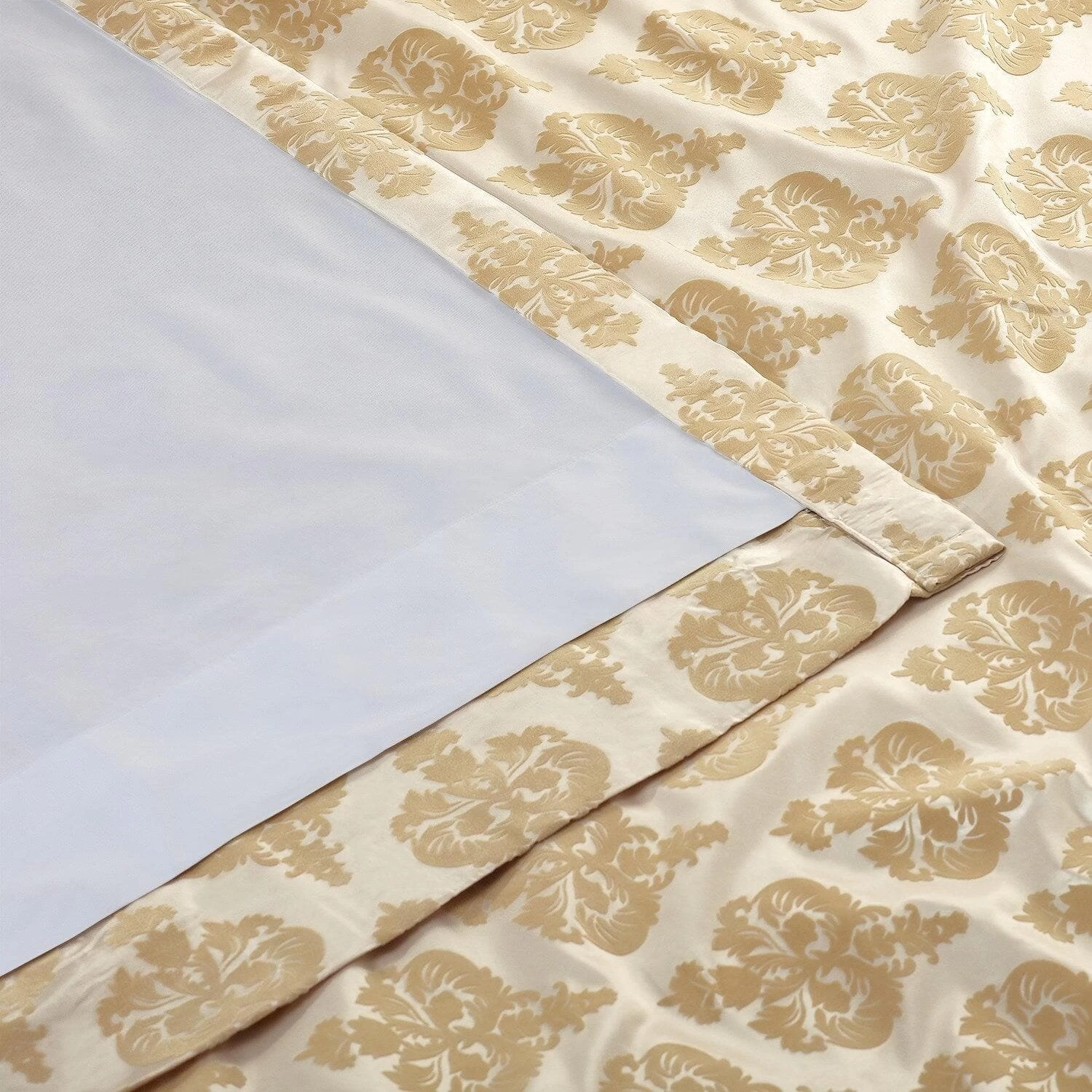 Beatrice Champagne Beige Designer Flocked Curtain 6 Beatrice Champagne Beige Designer Flocked Curtain - Image 4