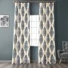 Francesca Grey And Blue Designer Flocked Curtain -Chic Curtains Shop PTFFLK C38 49039 1