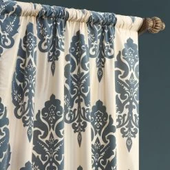 Francesca Grey And Blue Designer Flocked Curtain 10 Francesca Grey And Blue Designer Flocked Curtain -Chic Curtains Shop PTFFLK C38 49039 3