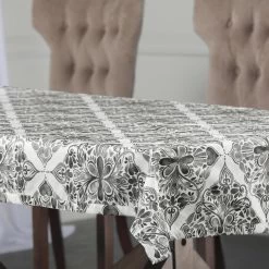Tiera Grey Designer Faux Silk Taffeta Outdoor Table Cloth
