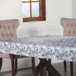 Rococo Blue Designer Faux Silk Taffeta Outdoor Table Cloth -Chic Curtains Shop PTPCH 170806A TC 46053 1