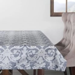 Rococo Blue Designer Faux Silk Taffeta Outdoor Table Cloth -Chic Curtains Shop PTPCH 170806A TC 46053 2