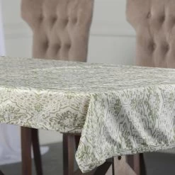 Tabriz Green Designer Faux Silk Taffeta Outdoor Table Cloth
