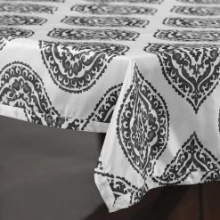 Donegal Grey Designer Faux Silk Taffeta Outdoor Table Cloth -Chic Curtains Shop PTPCH 170808B TC 46057 3