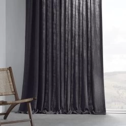 Nightshade Grey Pebble Weave Faux Linen Curtain -Chic Curtains Shop PWLN 20954 69167 1