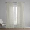 Calais Tile Cream Patterned Faux Linen Sheer Curtain -Chic Curtains Shop SHCH 11701 front view