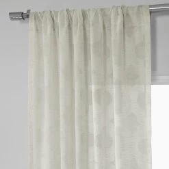 Calais Tile Cream Patterned Faux Linen Sheer Curtain -Chic Curtains Shop SHCH 11701 pole pocket header