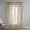 Calais Tile Beige Patterned Faux Linen Sheer Curtain -Chic Curtains Shop SHCH 11701A front view