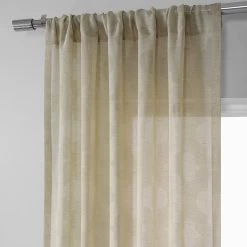 Calais Tile Beige Patterned Faux Linen Sheer Curtain 10 Calais Tile Beige Patterned Faux Linen Sheer Curtain -Chic Curtains Shop SHCH 11701A pole pocket header