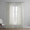 Calais Tile Grey Patterned Faux Linen Sheer Curtain -Chic Curtains Shop SHCH 11701B front view