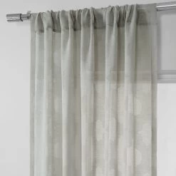 Calais Tile Grey Patterned Faux Linen Sheer Curtain 10 Calais Tile Grey Patterned Faux Linen Sheer Curtain -Chic Curtains Shop SHCH 11701B pole pocket header