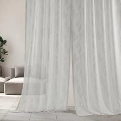 Avignon Vine Patterned Faux Linen Sheer Curtain -Chic Curtains Shop SHCH 11729 front view 1