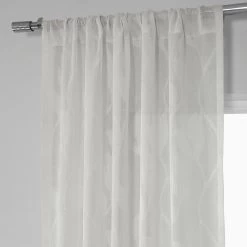 Avignon Vine Patterned Faux Linen Sheer Curtain -Chic Curtains Shop SHCH 11729 pole pocket header