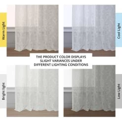 Paris Scroll Patterned Faux Linen Sheer Curtain -Chic Curtains Shop SHCH 11745 angled front view