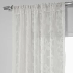 Paris Scroll Patterned Faux Linen Sheer Curtain -Chic Curtains Shop SHCH 11745 pole pocket header