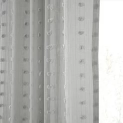 Strasbourg Dot Grey Patterned Faux Linen Sheer Curtain -Chic Curtains Shop SHCH 119A extra view 1