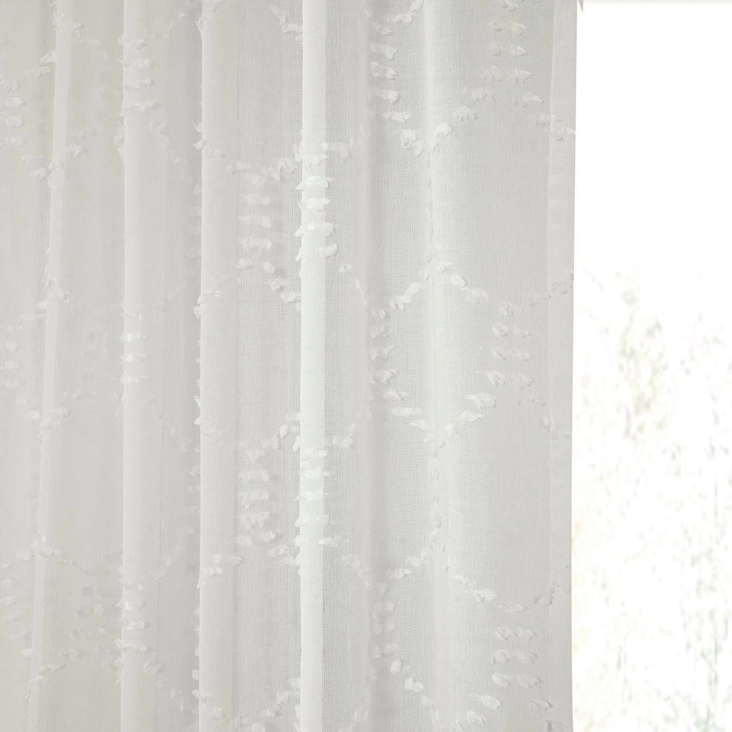 Strasbourg Dot Cream Patterned Faux Linen Sheer Curtain 6 Strasbourg Dot Cream Patterned Faux Linen Sheer Curtain - Image 4