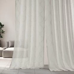 Marseille Shell Patterned Faux Linen Sheer Curtain 12 Marseille Shell Patterned Faux Linen Sheer Curtain -Chic Curtains Shop SHCH 120 front view 1