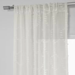 Marseille Shell Patterned Faux Linen Sheer Curtain 10 Marseille Shell Patterned Faux Linen Sheer Curtain -Chic Curtains Shop SHCH 120 pole pocket header
