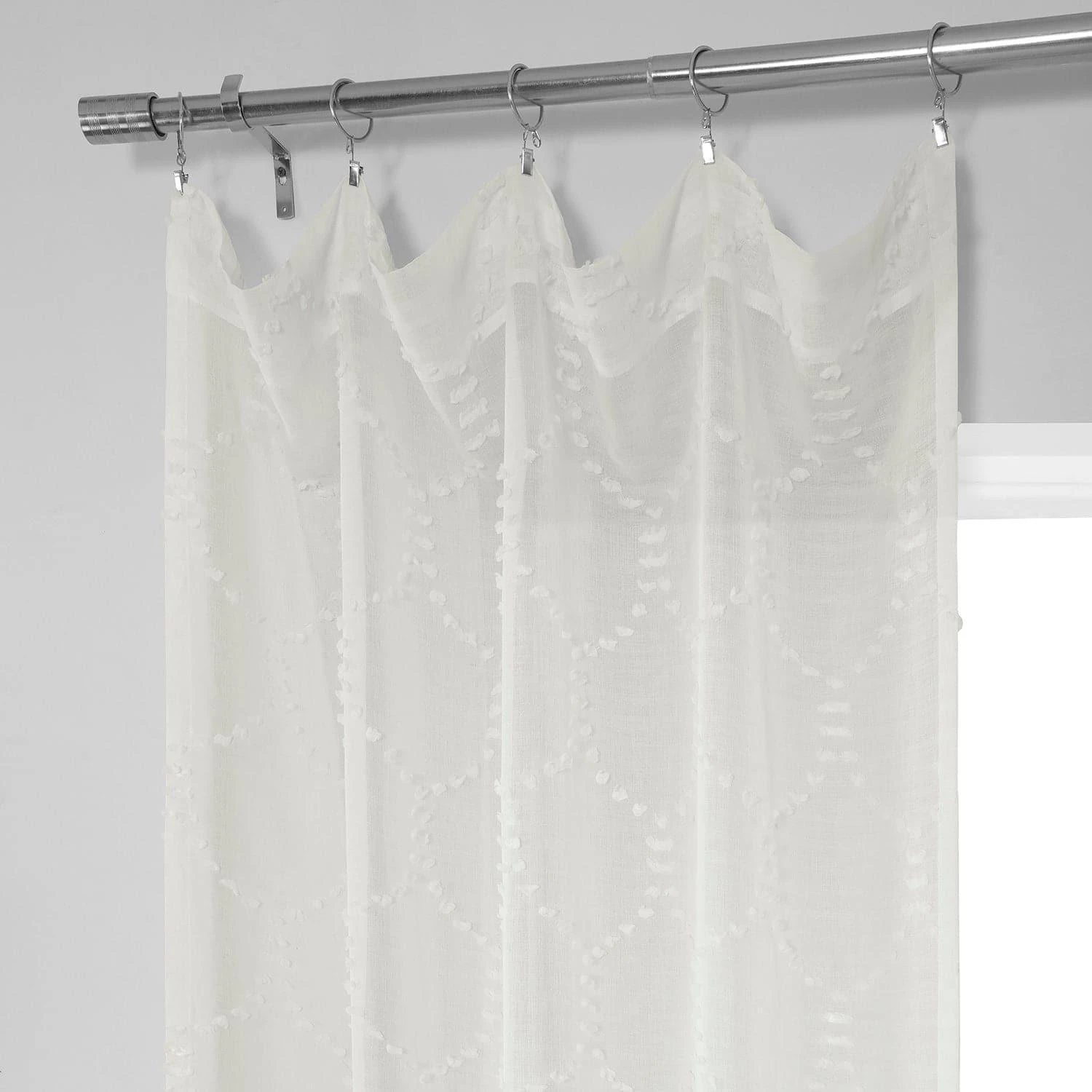 Marseille Shell Patterned Faux Linen Sheer Curtain 4 Marseille Shell Patterned Faux Linen Sheer Curtain - Image 2