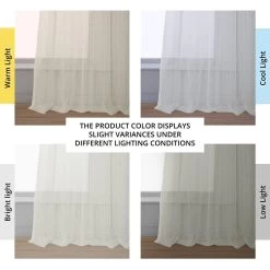 Montpellier Striped Patterned Faux Linen Sheer Curtain -Chic Curtains Shop SHCH 201742 angled front view