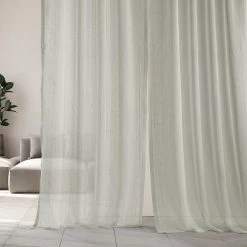 Montpellier Striped Patterned Faux Linen Sheer Curtain -Chic Curtains Shop SHCH 201742 front view 1
