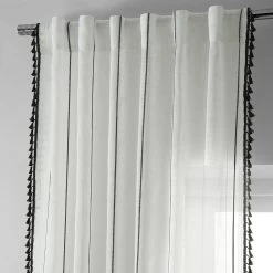 Campane Black Patterned Faux Linen Sheer Curtain -Chic Curtains Shop SHCH 2159 83672 4