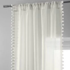Borla Off White Patterned Faux Linen Sheer Curtain -Chic Curtains Shop SHCH 2160 83673 3