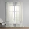 Lacy Daisy Off White Patterned Faux Linen Sheer Curtain 2 Lacy Daisy Off White Patterned Faux Linen Sheer Curtain -Chic Curtains Shop SHCH 2161 83674