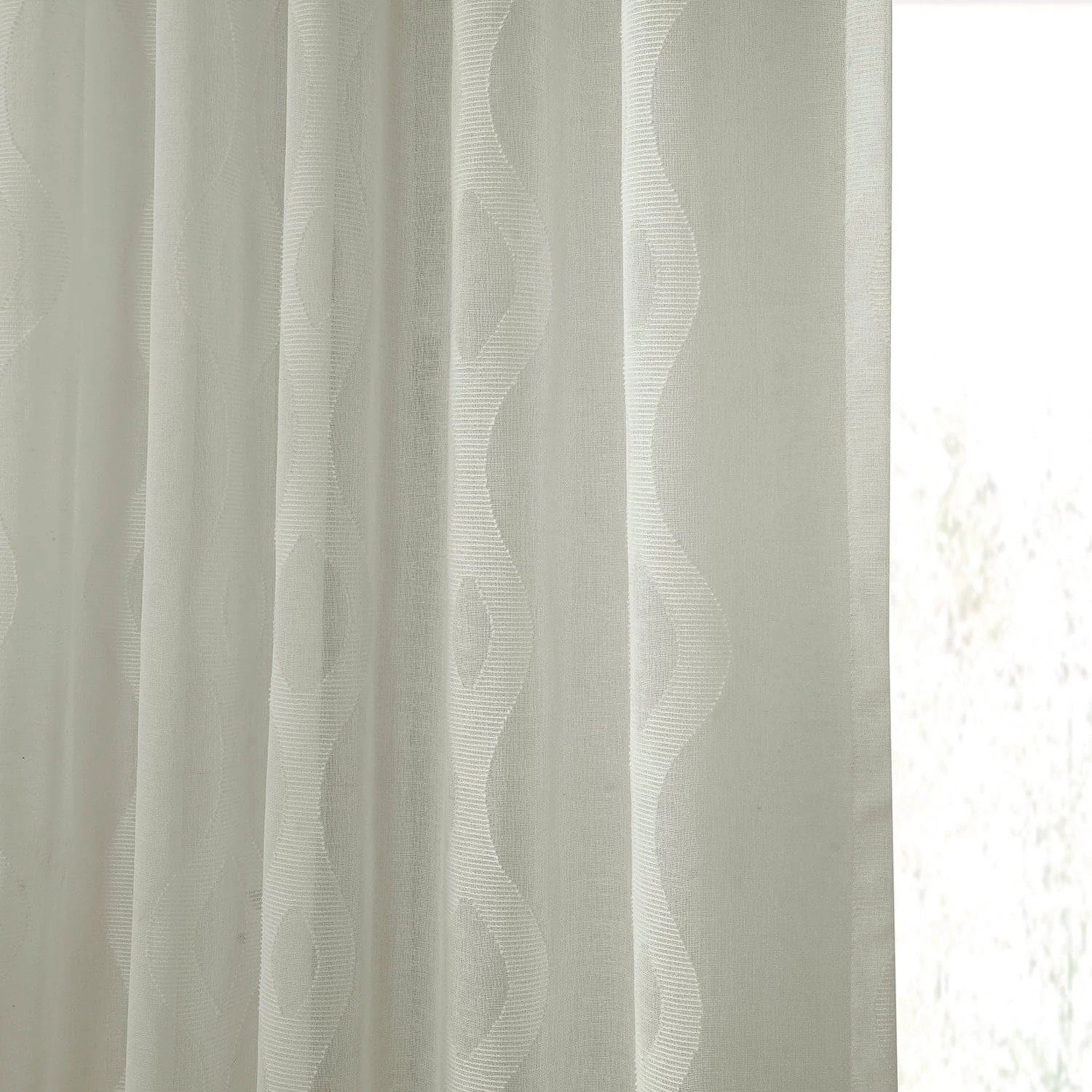 Vega White Patterned Faux Linen Sheer Curtain 6 Vega White Patterned Faux Linen Sheer Curtain - Image 4