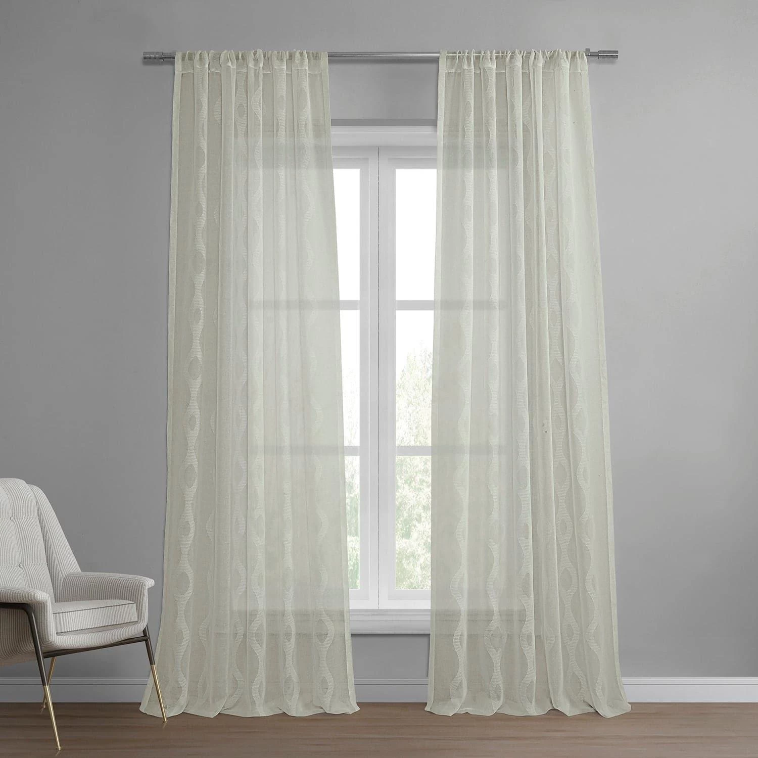 Vega White Patterned Faux Linen Sheer Curtain 3 Vega White Patterned Faux Linen Sheer Curtain