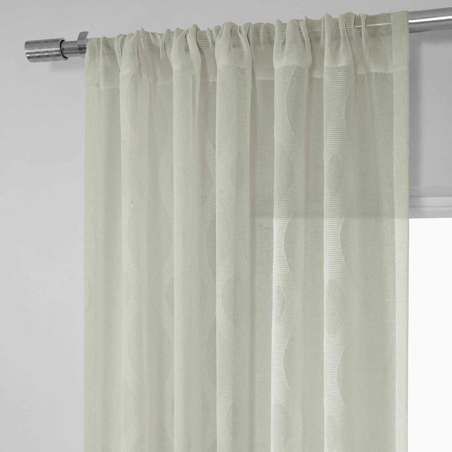 Vega White Patterned Faux Linen Sheer Curtain 5 Vega White Patterned Faux Linen Sheer Curtain - Image 3